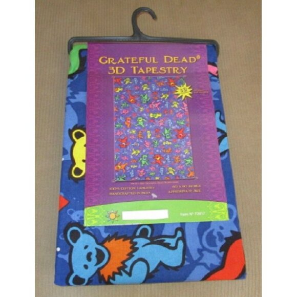 New 3D Retro Blue Dancing Bears Grateful Dead Tapestry Gift Hearts Colorful NIP - Picture 2 of 2